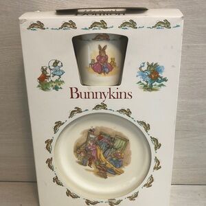 Vintage Bunnykins Royal Doulton in original box 3 Piece Set Bowl Cup Plate NIB